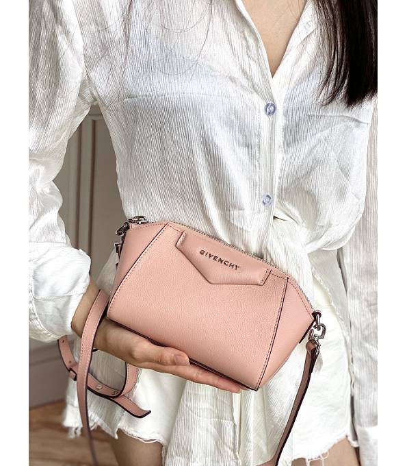 YSL Pink Original Soft Plain Veins Lambskin Leather Antigona Nano Shoulder Bag
