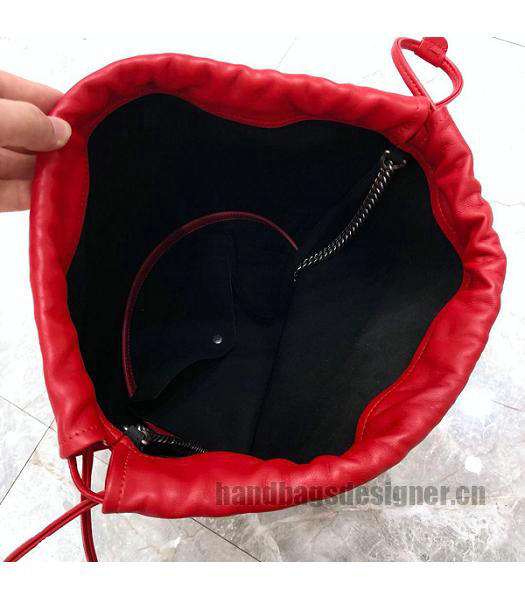 YSL Red Original Lambskin Bucket Bag-2