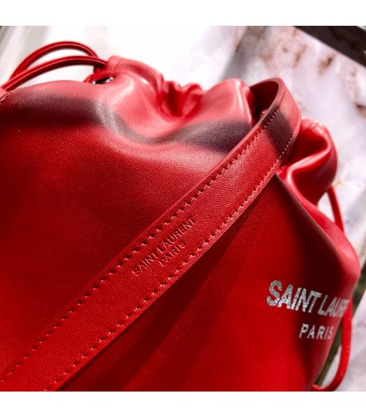 YSL Red Original Lambskin Bucket Bag-3