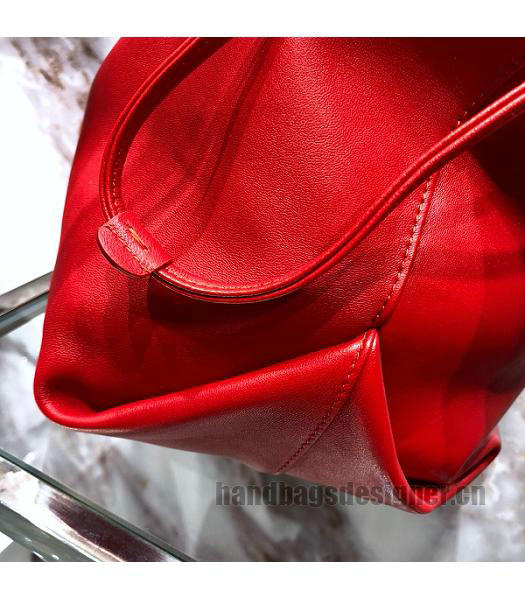 YSL Red Original Lambskin Bucket Bag-4