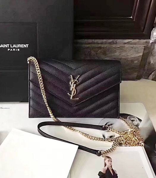 YSL YSL Woc Black Caviar Matelasse Calfskin Leather Golden Chains 19cm Shoulder Bag