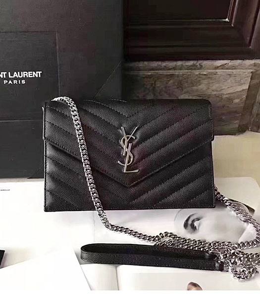 YSL YSL Woc Black Caviar Matelasse Calfskin Leather Silver Chains 19cm Shoulder Bag