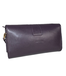 Yves Saint Laurent Belle De Jour Purple Calfskin Leather Clutch Bag