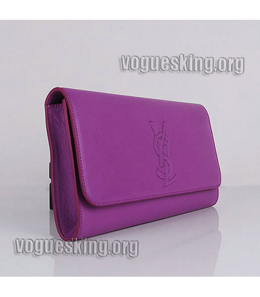 Yves Saint Laurent Belle De Jour Purple Lambskin Leather Clutch-1