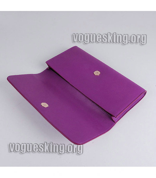 Yves Saint Laurent Belle De Jour Purple Lambskin Leather Clutch-5