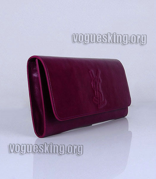 Yves Saint Laurent Belle De Jour Purple Red Oil Leather Clutch-1
