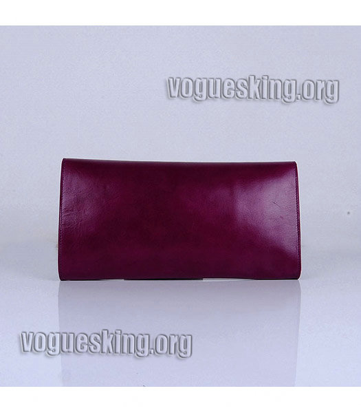 Yves Saint Laurent Belle De Jour Purple Red Oil Leather Clutch-2