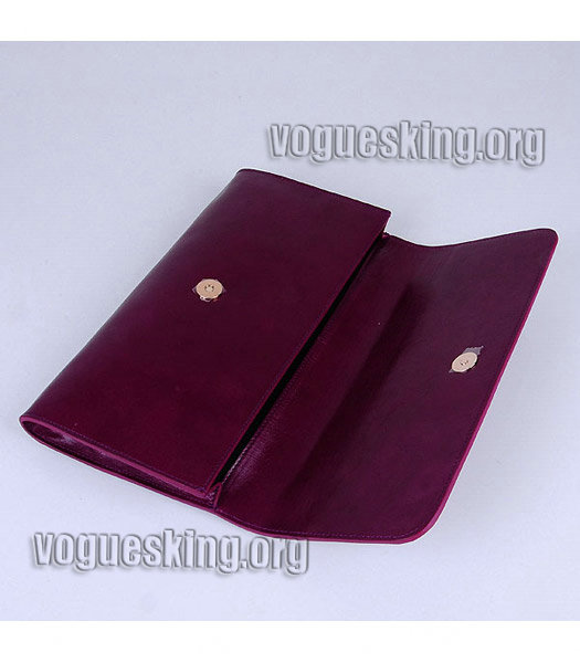 Yves Saint Laurent Belle De Jour Purple Red Oil Leather Clutch-5