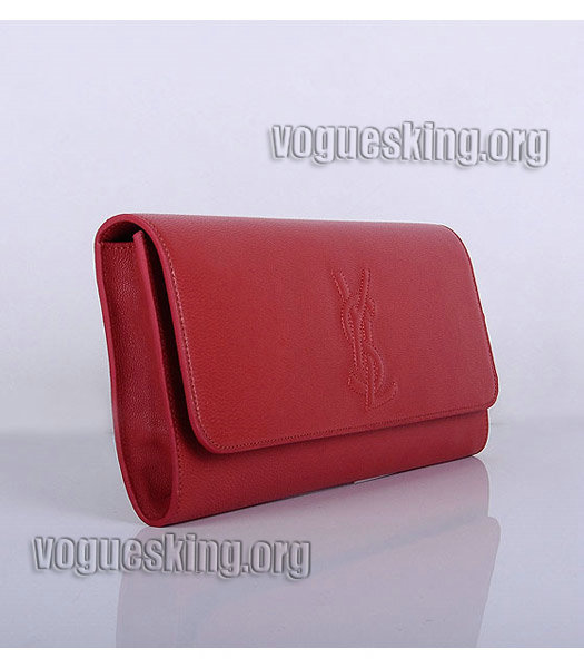 Yves Saint Laurent Belle De Jour Red Lambskin Leather Clutch-1