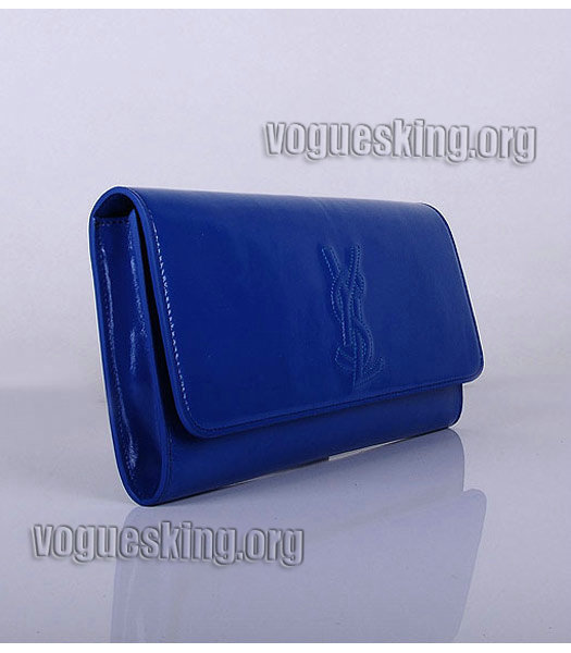 Yves Saint Laurent Belle De Jour Sapphire Blue Patent Leather Clutch-1