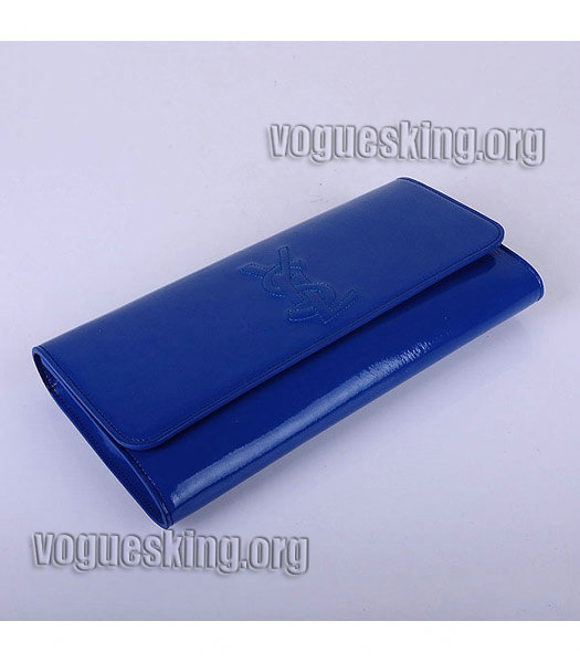 Yves Saint Laurent Belle De Jour Sapphire Blue Patent Leather Clutch-3