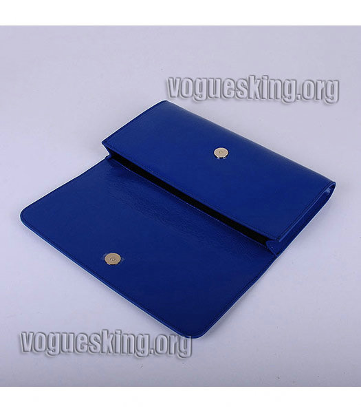 Yves Saint Laurent Belle De Jour Sapphire Blue Patent Leather Clutch-4