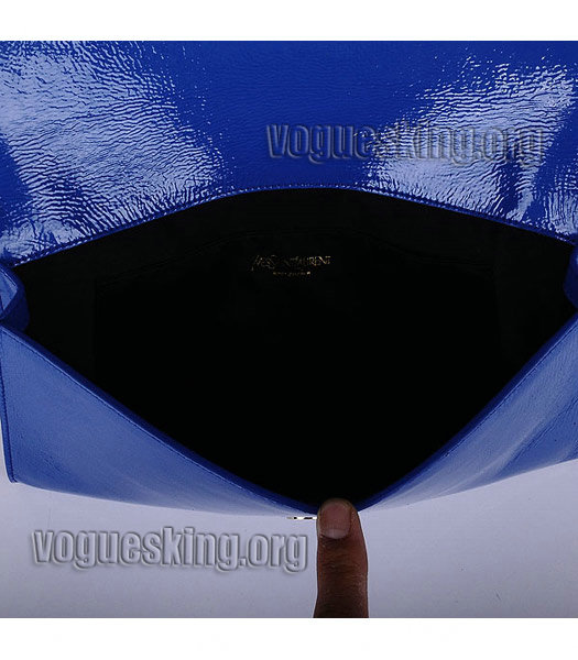 Yves Saint Laurent Belle De Jour Sapphire Blue Patent Leather Clutch-5