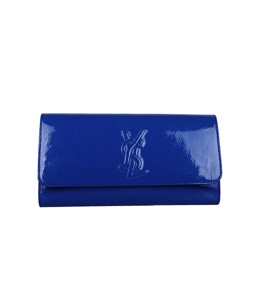 Yves Saint Laurent Belle De Jour Sapphire Blue Patent Leather Clutch