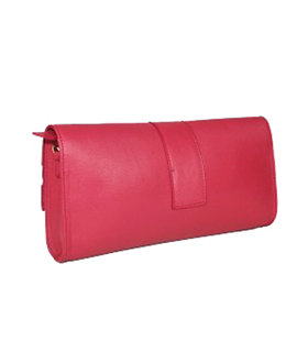 Yves Saint Laurent Belle De Jour Watermelon Red Calfskin Leather Clutch Bag