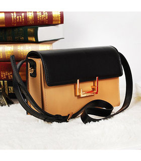 Yves Saint Laurent Cabas Chyc Black/Apricot Lambskin Leather Shoulder Bag