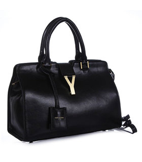 Yves Saint Laurent Cabas Chyc Black Leather Small Tote Bag