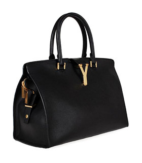 Yves Saint Laurent Cabas Chyc Black Original Leather Medium Tote Bag