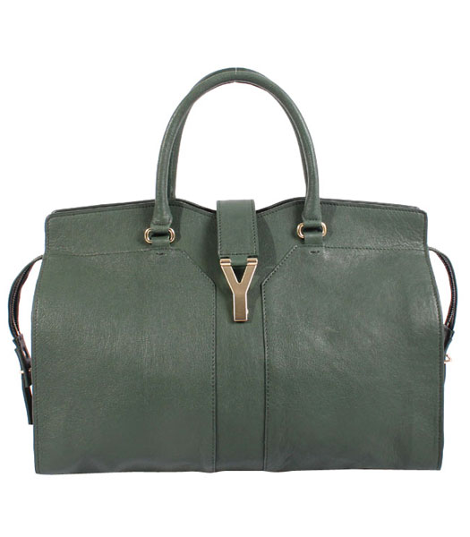 Yves Saint Laurent Chyc Cabas Green Original Lambskin Leather Tote