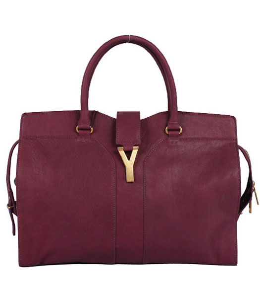 Yves Saint Laurent Chyc Cabas Purple Leather Tote
