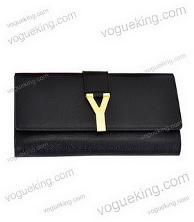 Yves Saint Laurent Chyc Textured Leather Clutch Black Calfskin