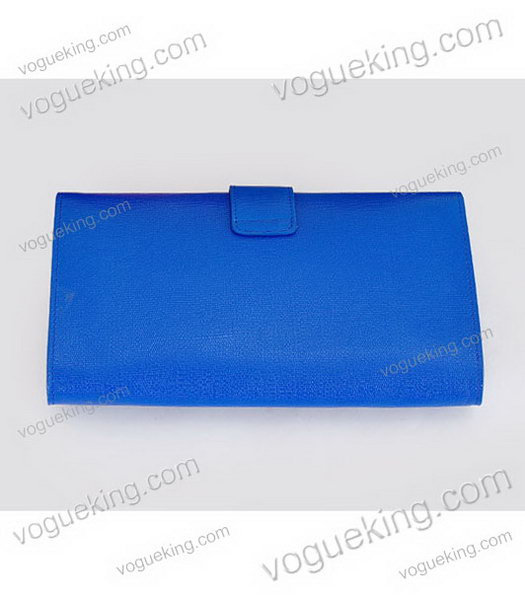 Yves Saint Laurent Chyc Textured Leather Clutch Blue Calfskin-2