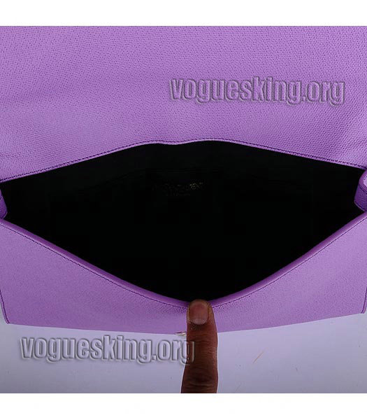 Yves Saint Laurent Chyc Textured Leather Clutch Purple Calfskin-6