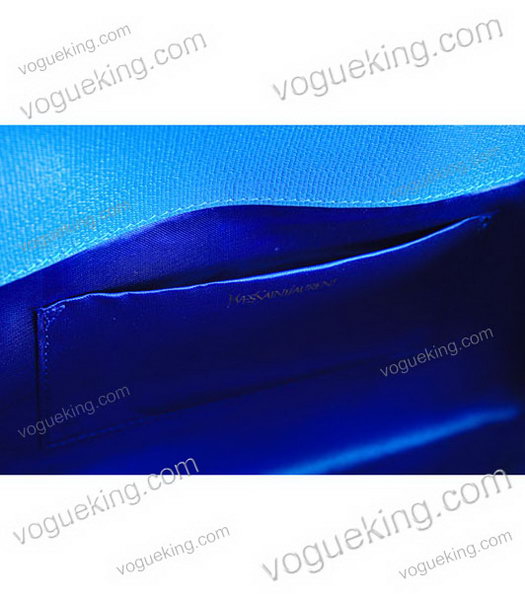 Yves Saint Laurent Chyc Textured Leather Clutch Sky Blue Calfskin-6