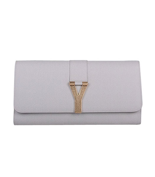 Yves Saint Laurent Chyc Textured Offwhite Original Leather Clutch