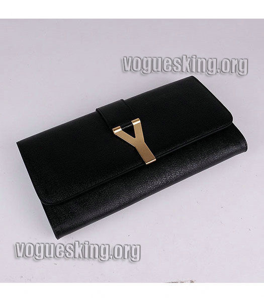 Yves Saint Laurent Chyc Textured Original Leather Clutch Black Calfskin-3