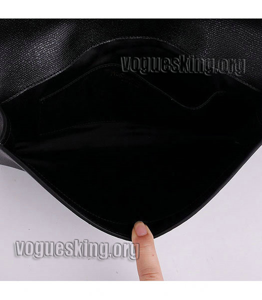 Yves Saint Laurent Chyc Textured Original Leather Clutch Black Calfskin-6