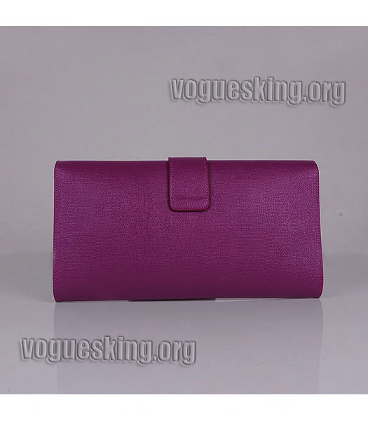Yves Saint Laurent Chyc Textured Original Leather Clutch Purple Red Calfskin-2