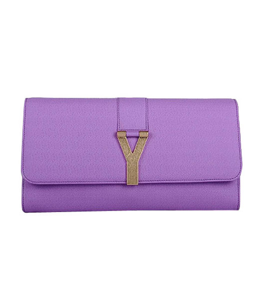 Yves Saint Laurent Chyc Textured Purple Original Leather Clutch