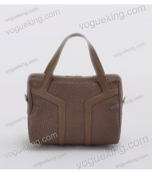 Yves Saint Laurent Easy Textured Khaki Lambskin Leather Tote Bag-3