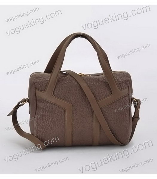 Yves Saint Laurent Easy Textured Khaki Lambskin Leather Tote Bag-4