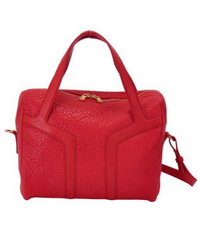 Yves Saint Laurent Easy Textured Red Lambskin Leather Tote Bag