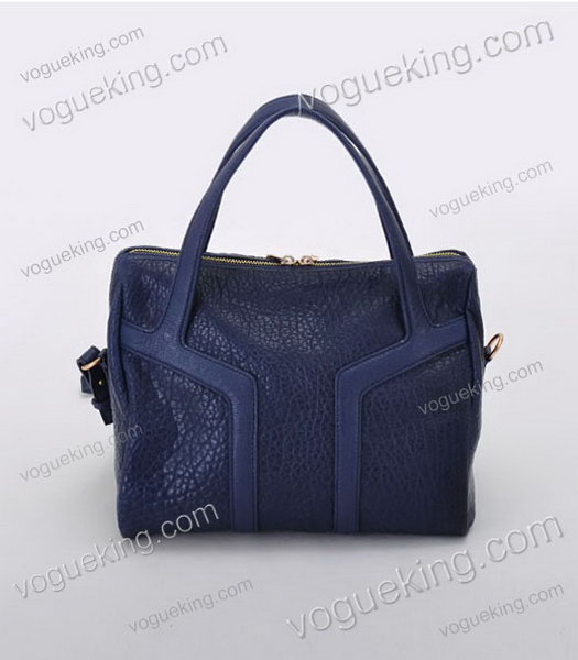 Yves Saint Laurent Easy Textured Sapphire Blue Lambskin Leather Tote Bag-3