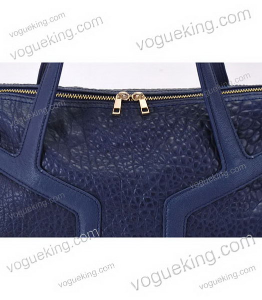 Yves Saint Laurent Easy Textured Sapphire Blue Lambskin Leather Tote Bag-5