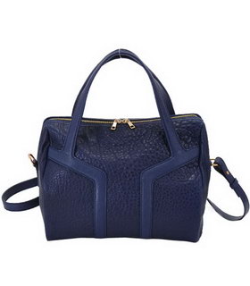 Yves Saint Laurent Easy Textured Sapphire Blue Lambskin Leather Tote Bag