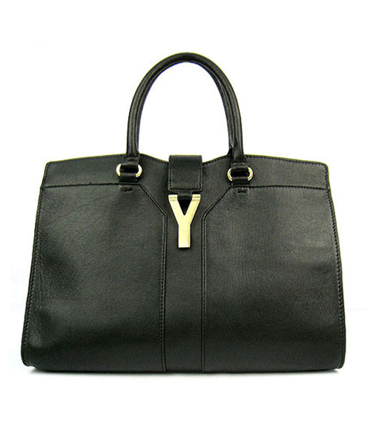 Yves Saint Laurent Goat Lambskin Leather Cabas Black Tote Bag