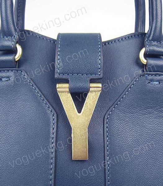 Yves Saint Laurent Goat Lambskin Leather Cabas Dark Blue Tote Bag-5