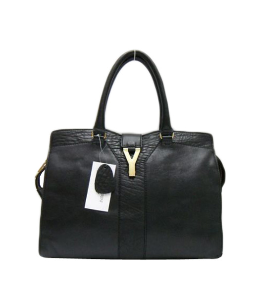 Yves Saint Laurent Large Cabas Chyc Black Elephant Pattern Leather Tote Bag