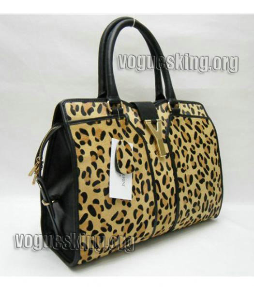 Yves Saint Laurent Large Cabas Chyc Coffee Leopard Pattern Leather Tote Bag-1