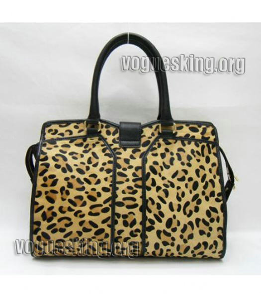 Yves Saint Laurent Large Cabas Chyc Coffee Leopard Pattern Leather Tote Bag-4