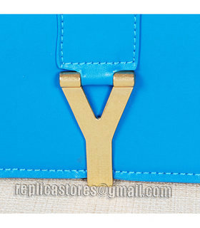Yves Saint Laurent Large Chyc Shoulder Bag In Sky Blue Leather-5