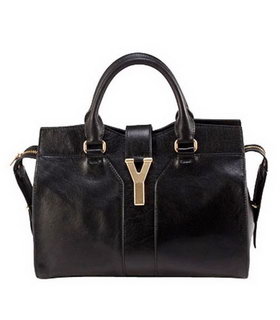 Yves Saint Laurent Medium Top Handle Bag Black Calfskin Leather