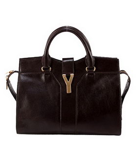 Yves Saint Laurent Medium Top Handle Bag Dark Coffee Calfskin Leather