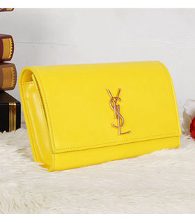 Yves Saint Laurent Monogramme Lemon Yellow Leather Clutch