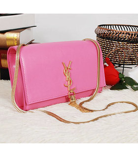 Yves Saint Laurent Monogramme Sakura Pink Leather Small Shoulder Bag With Golden Chain Tassel