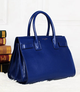 Yves Saint Laurent Sac De Jour Sapphire Blue Leather Tote Bag